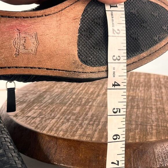 Trask Boots Womens Size 8 M Black Woven Leather Booties Double Zip Low Heel - Picture 11 of 12